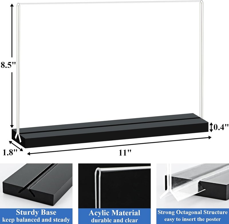 Arrobust Acrylic Sign Holder 11x8.5 '' Horizontal T-Shaped Clear Double-Sided Table Menu Stands Plastic Picture Frames Display Desktop Display Holders for Wedding Table,Restaurant Signs,Office, Store,6 Pack - Image 3